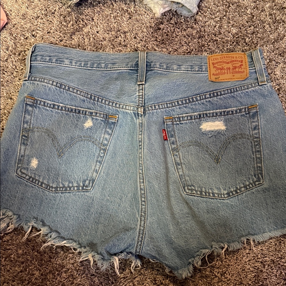 Levi's Women's Light Blue Distressed Jean Shorts